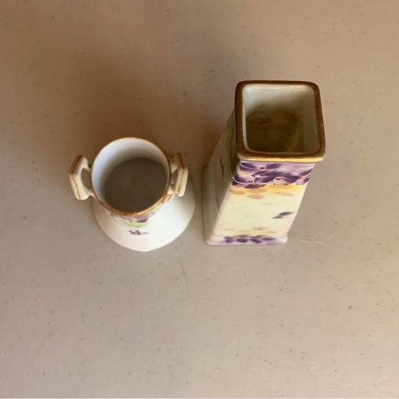 Antique Nippon Hand Painted Dresser Set Hat Pin Holder & Hair Pin Holder - Picture 2 of 14